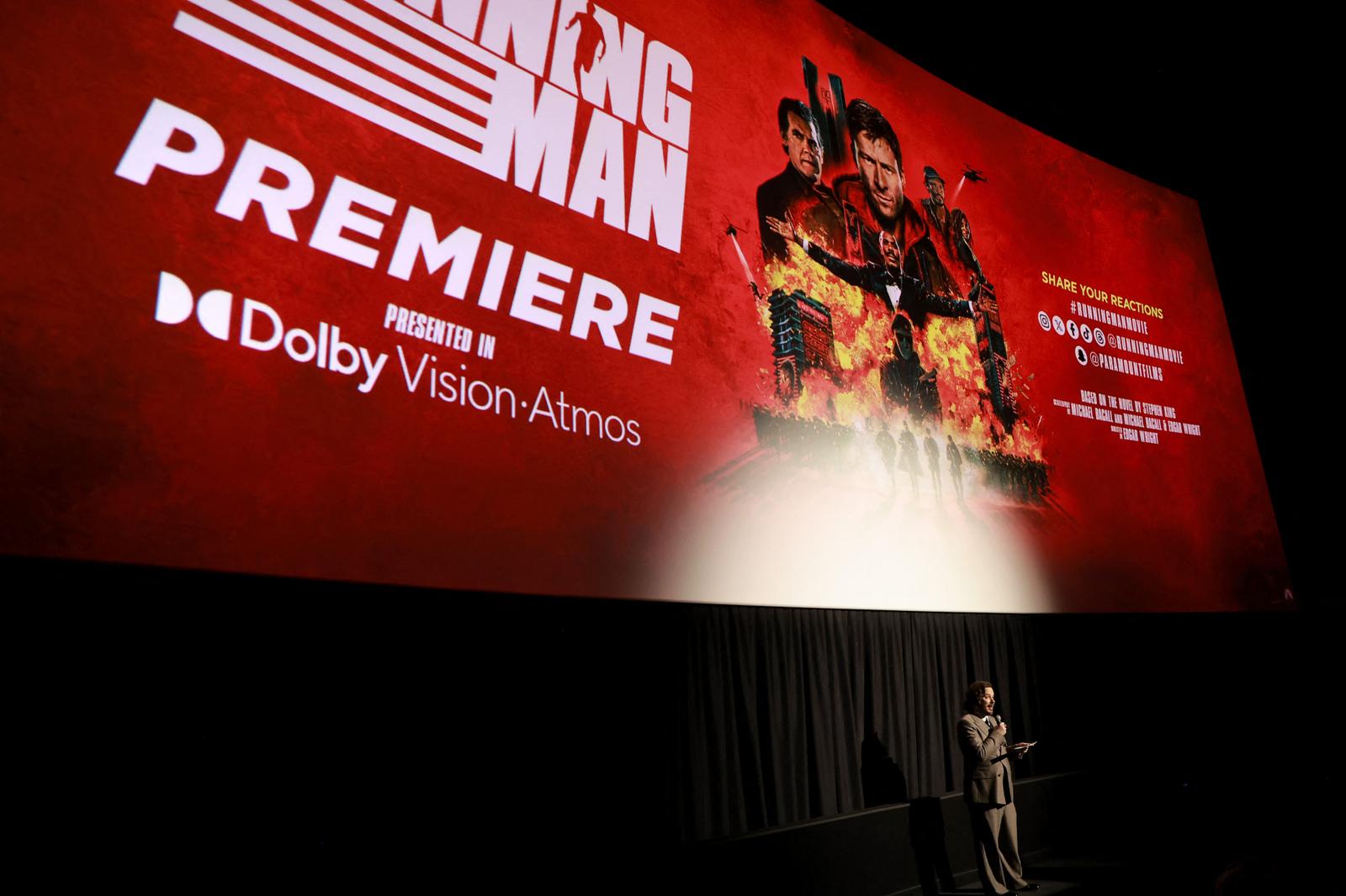 9 novembre : Edgar Wright prend la parole sur scène lors de la première new-yorkaise de “The Running Man” à l’AMC Lincoln Square 13, le 9 novembre 2025, à New York.
