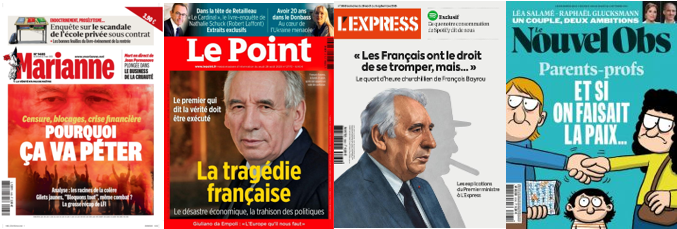 Marianne, Le Point, L'Express, Le Nouvel Obs.