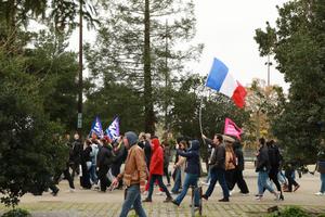 Des Français lors d'une manifestation contre la réforme des retraites. 
