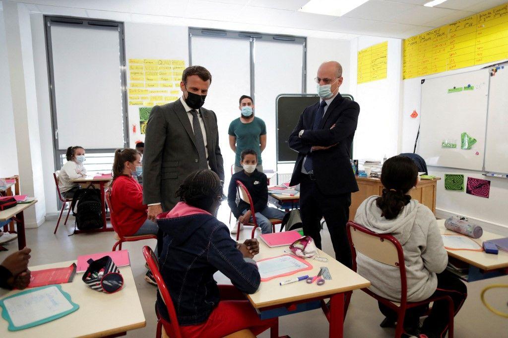 Emmanuel Macron Jean-Michel Blanquer école AFP