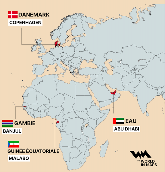 Ces pays dont la capitale n'est pas sur un continent