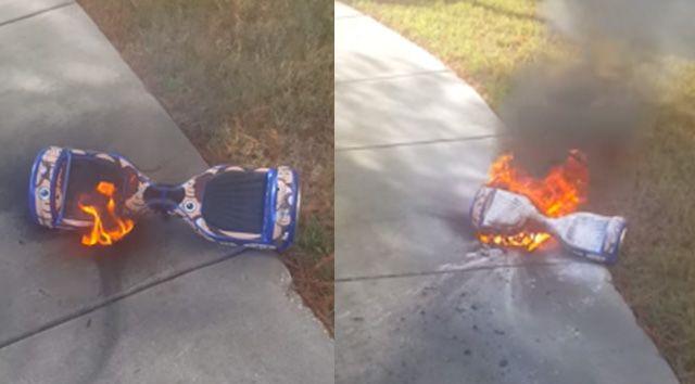 Un hoverboard en feu