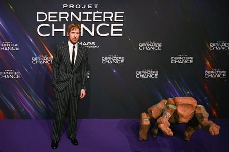 Ryan Gosling pose lors d'une séance photo avant la projection du film « Projet Dernière Chance » au théâtre Pathé Palace à Paris, le 11 mars 2026.