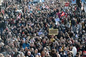 Images de la mobilisation contre la réforme des retraites, le 11 février 2023 à Nantes.