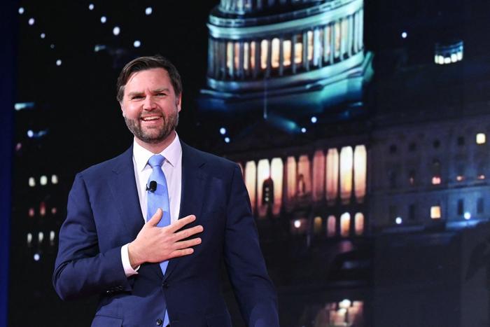 Le vice-président américain JD Vance lors de la conférence annuelle Conservative Political Action Conference (CPAC) à Oxon Hill, Maryland, le 20 février 2025.