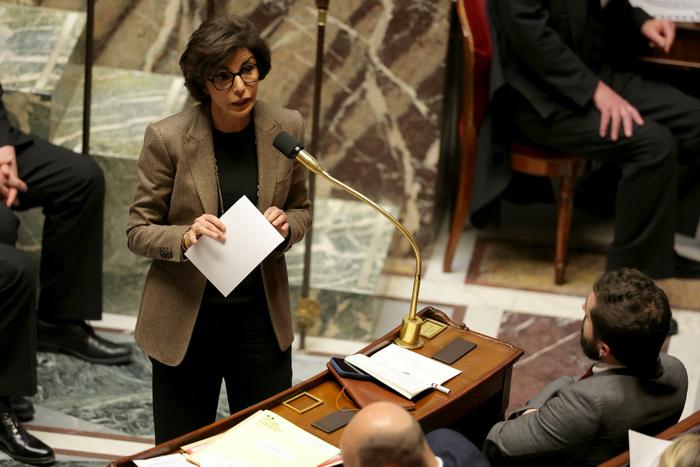 La ministre de la Culture, Rachida Dati, s'exprime lors d'une séance de questions au gouvernement à l'Assemblée nationale, le 18 mars 2025.