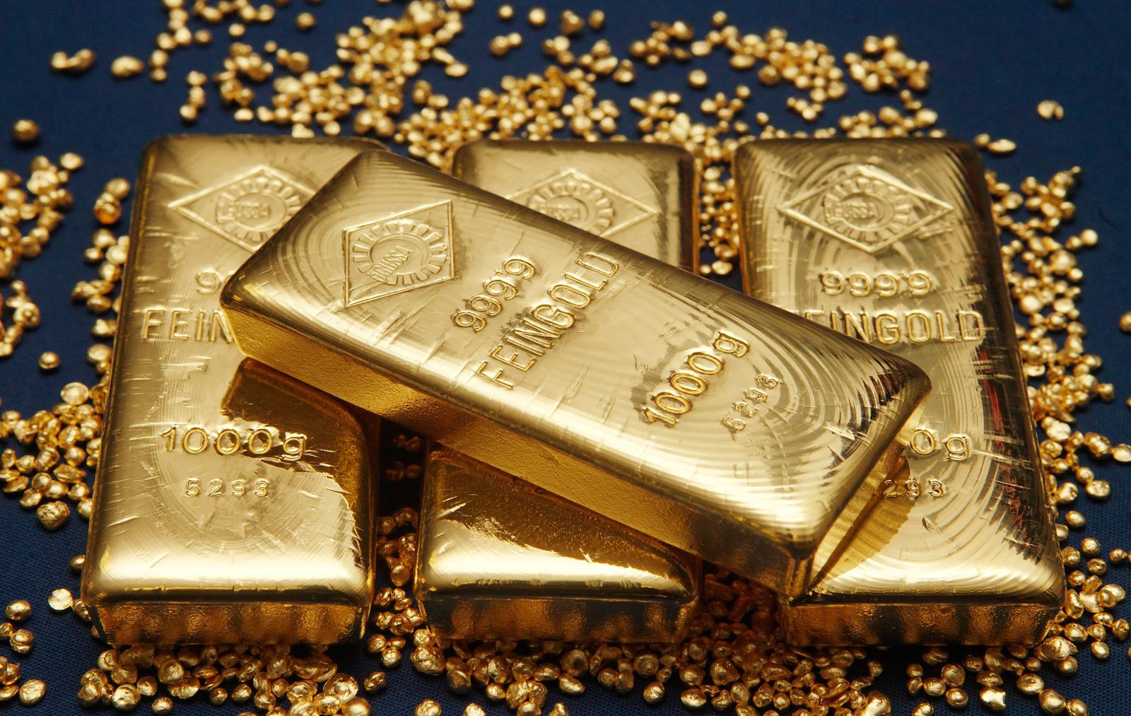 Lingots d'or. (Image d'illustration)