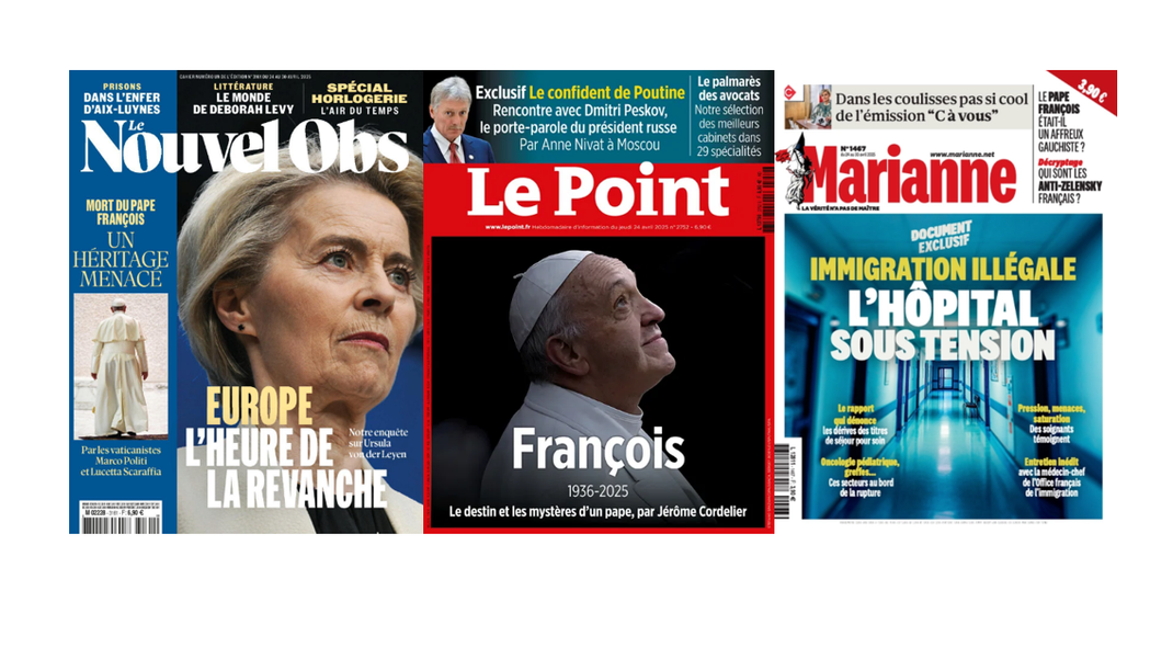Les unes des hebdomadaires du 24 avril 2025.