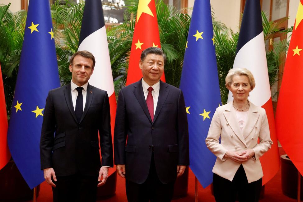 Emmanuel Macron Xi Jinping Ursula von der Leyen AFP