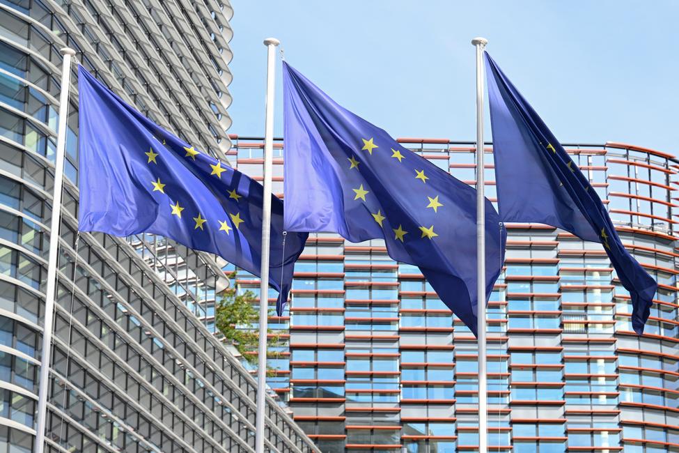 Cette photographie montre les drapeaux européens flottant au vent devant le bâtiment Louise-Weiss, siège du Parlement européen, à Strasbourg, dans l’est de la France, le 17 septembre 2026. (Image d'illustration)