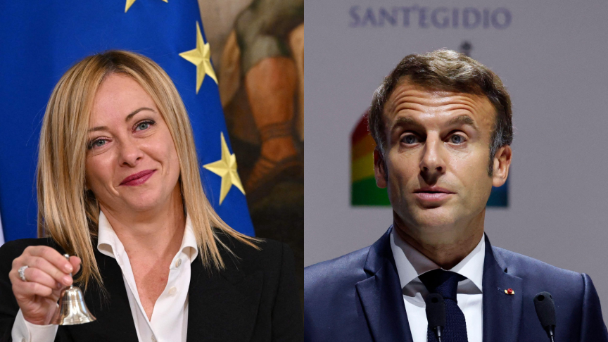 Giorgia Meloni Emmanuel Macron AFP