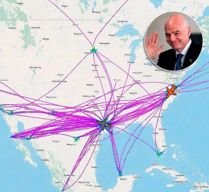 Coupe du monde 2026 : la carte des trajets de Gianni Infantino