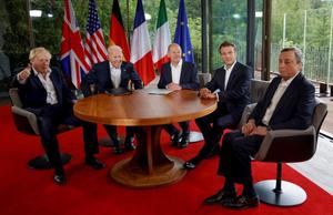 Emmanuel Macron Boris Johnson Mario Draghi AFP