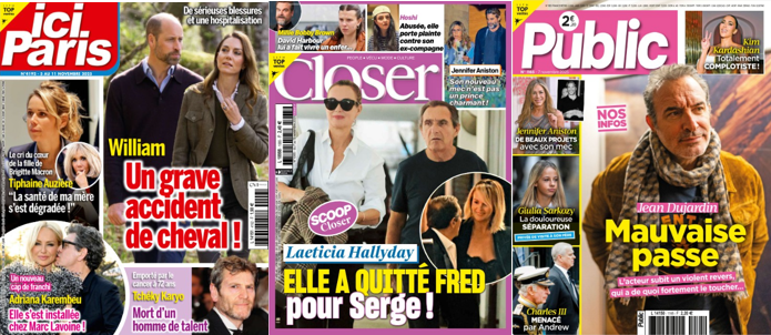 "Ici Paris", "Closer" et "Public".