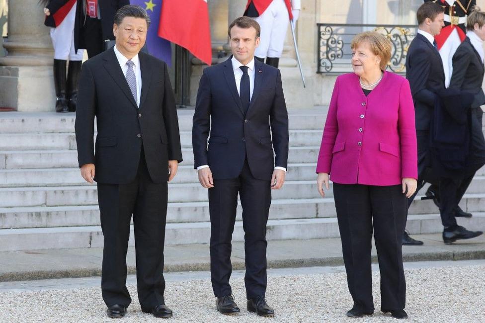Xi Jinping Emmanuel Macron Angela Merkel AFP