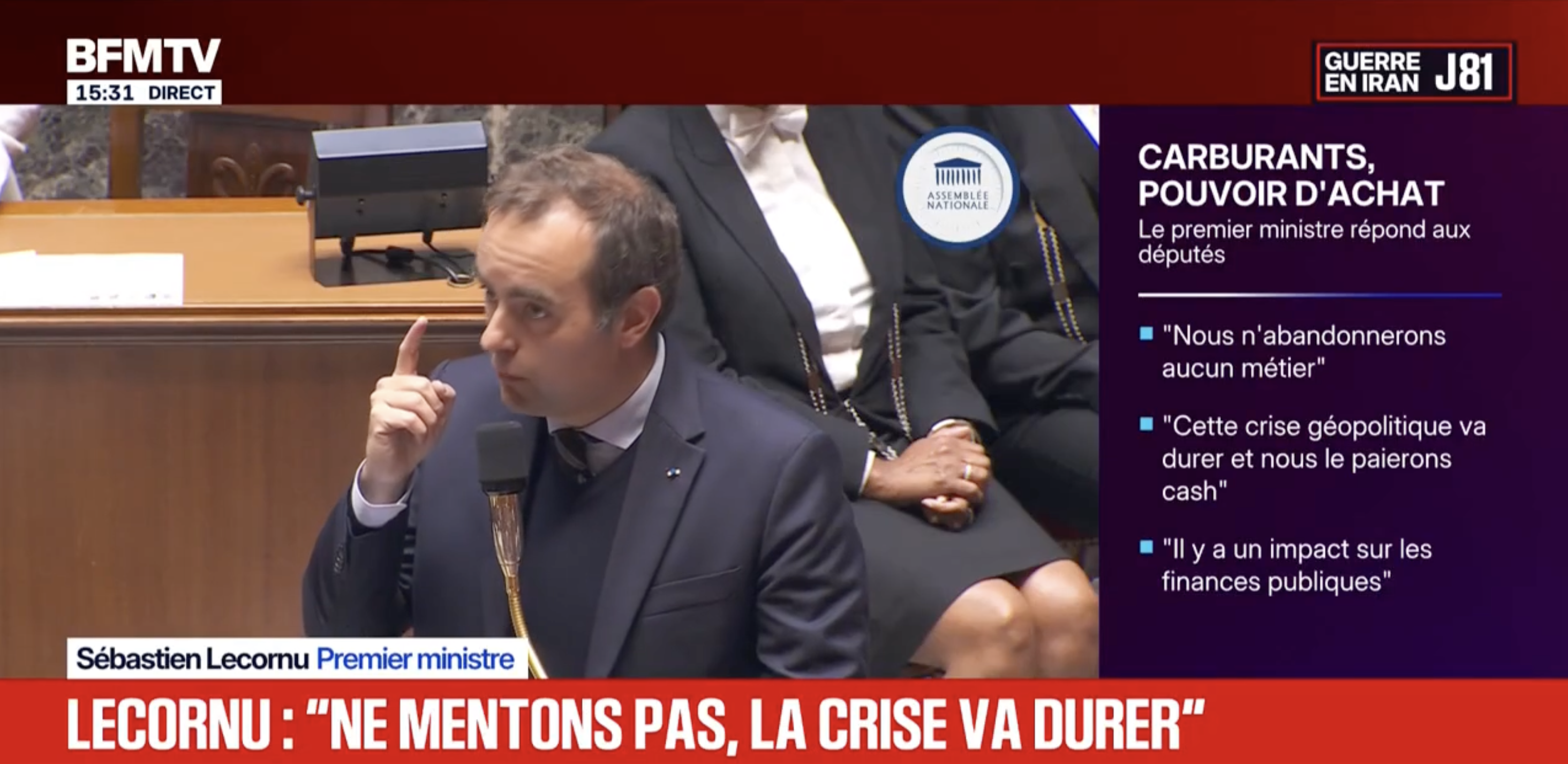 Guerre au Moyen-Orient : Sébastien Lecornu estime que la situation va « durer » et que les « guerres hybrides ou directes vont se multiplier »