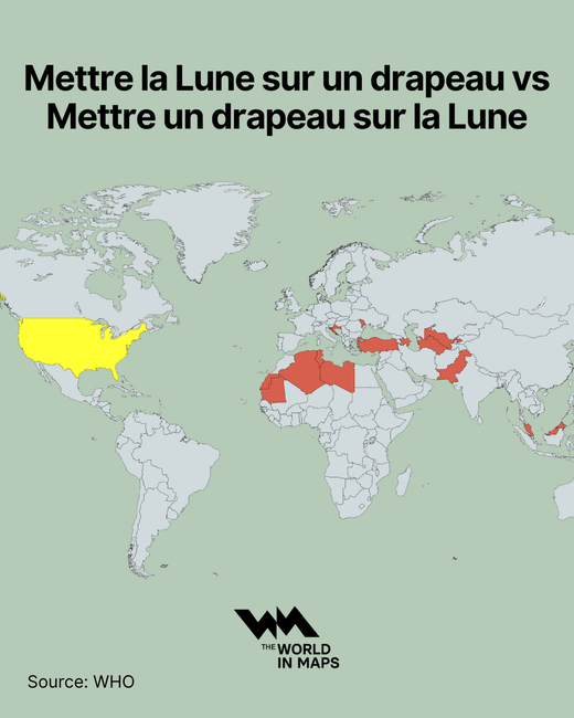 Les pays qui ont la Lune sur leur drapeau vs les pays qui ont planté leur drapeau sur la Lune