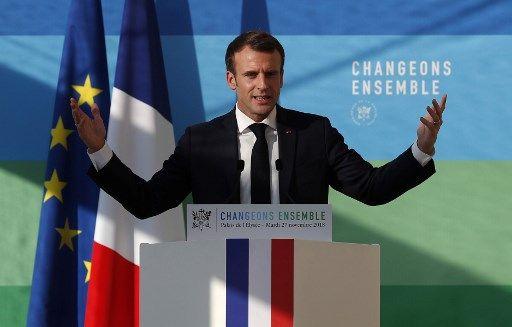 Emmanuel Macron lors d'une conférence sur l'environnement.
