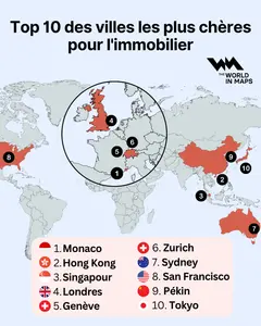 Les villes les plus chères pour l'immobilier.