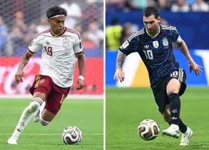 Un montage photo de Yamine Lamal et Lionel Messi.