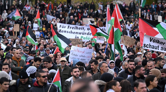 Une manifestation pro-palestinienne à Dortmund, en Allemagne, en 2023.