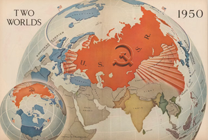 Vue américaine du monde de la guerre froide, 1950, illustrant la puissance redoutable de l'URSS.