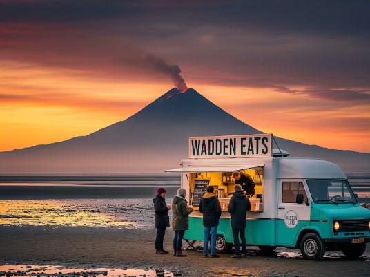 Une image générée par IA accompagnant un avis sur le faux site touristique du volcan Zuidwal.