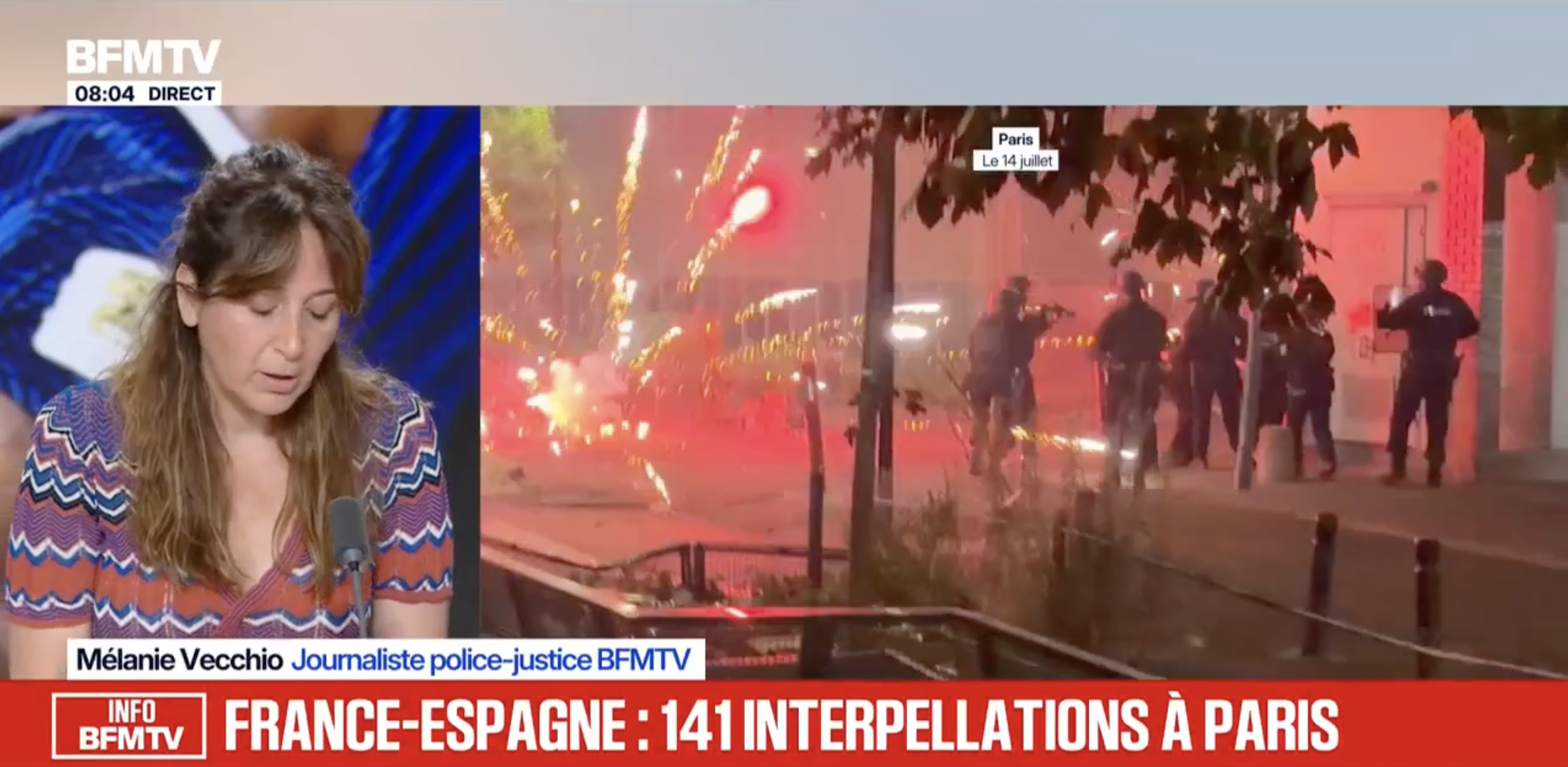 En marge du 14 Juillet et de la demi-finale du Mondial entre la France et l'Espagne, 141 personnes ont été interpellées à Paris
