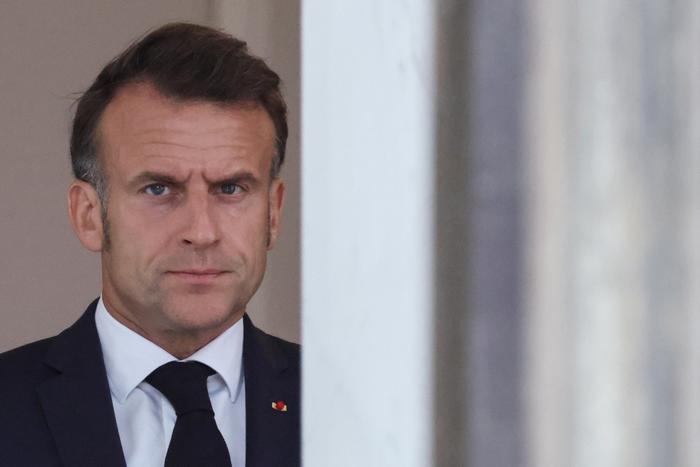 Le président français Emmanuel Macron au palais de l'Élysée à Paris, le 14 juillet 2025.