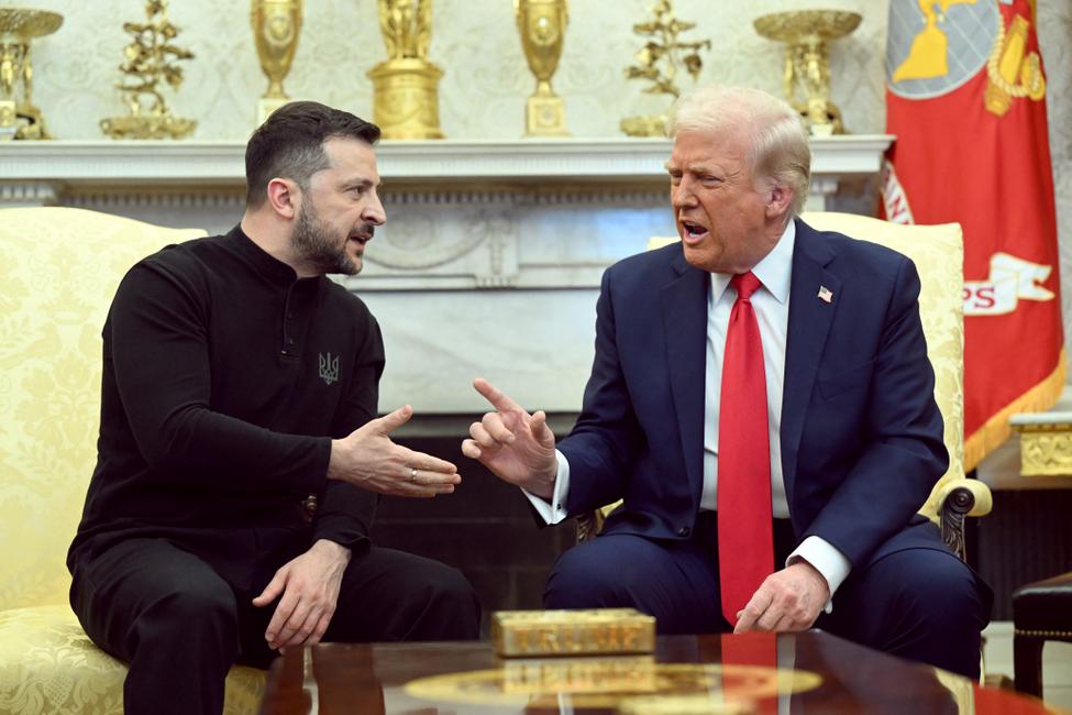 Le président américain Donald Trump et le dirigeant ukrainien Volodymyr Zelensky lors de leur rencontre dans le bureau ovale de la Maison Blanche à Washington, le 28 février 2025.