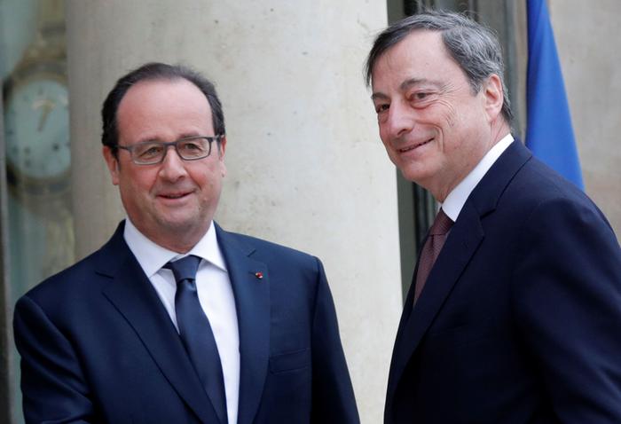 François Hollande reçoit Mario Draghi à l'Elysée le 26 avril 2016