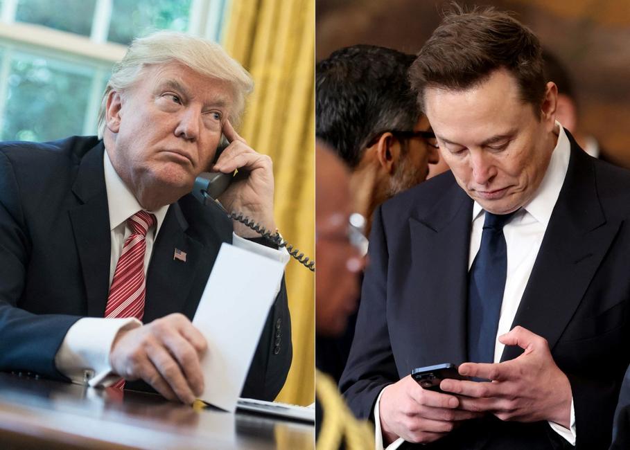 Cette combinaison d'images montre le président américain Donald Trump et le milliardaire Elon Musk