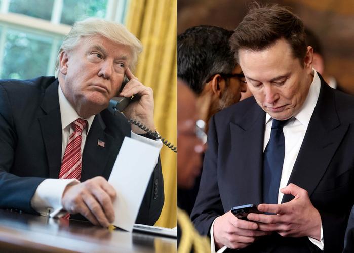 Cette combinaison d'images montre le président américain Donald Trump et le milliardaire Elon Musk