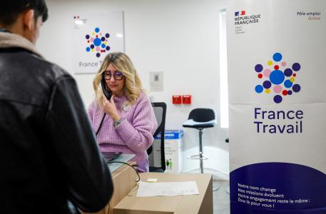 Une agence pour l'emploi France Travail à Dammarie-les-Lys, dans le nord de la France.