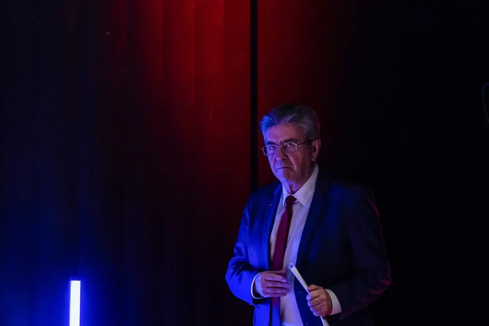 Jean-Luc Mélenchon, fondateur de La France Insoumise lors d'un discours à Roubaix, dans le nord de la France, le 31 janvier 2026.