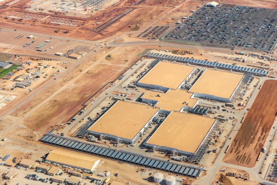 Sur cette vue aérienne, on aperçoit le campus de centres de données Stargate Oracle AI, le 26 août 2026 à Abilene, au Texas.