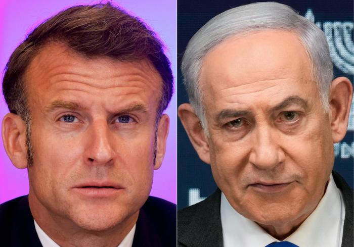 Une combinaison des portraits de Benyamin Netanyahou et d'Emmanuel Macron (image d'illustration).