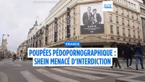 Les patrons du BHV et de SHEIN posant ensemble sur la façade du grand magasin.