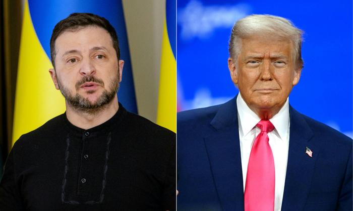 Les portraits de Volodymyr Zelensky et Donald Trump.