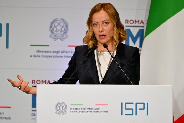 La Première ministre italienne Giorgia Meloni s'exprime lors de la 10e édition de la conférence Rome MED, le 27 novembre 2024. (Image d'illustration)
