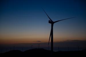 Wind turbines are pictured in Tarifa, southern Spain, on January 24, 2025. (Photo by JORGE GUERRERO / AFP)