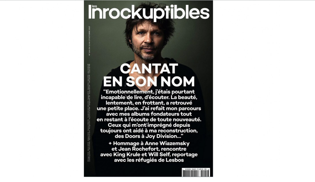 La couverture du numéro des Inrocks consacré à Bertrand Cantat en 2017