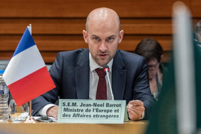 Le ministre français des Affaires étrangères, Jean-Noël Barrot, s'exprime lors d'une réunion à Addis-Abeba, le 29 novembre 2024. (image d'illustration)