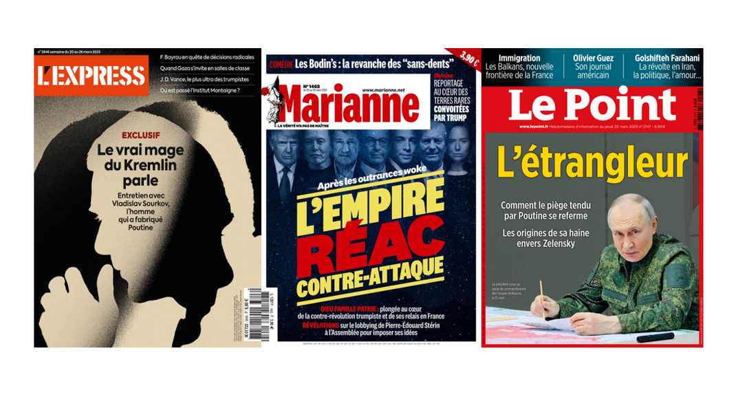 Les couvertures des hebdomadaires du 20 mars 2025.